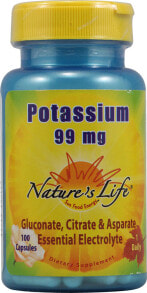 Калий Nature's Life Potassium Калий 99 мг 100 капсул