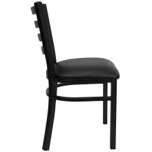 Flash Furniture hercules Series Black Ladder Back Metal Restaurant Chair - Black Vinyl Seat