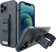 Hurtel Rope case żelowe etui ze smyczą łańcuszkiem torebka smycz Samsung Galaxy A22 5G granatowy