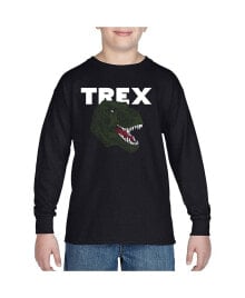 LA Pop Art big Boy's Word Art Long Sleeve T-shirt - T-Rex Head