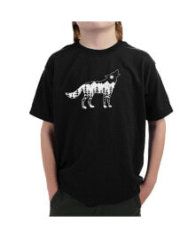 LA Pop Art big Boy's Word Art T-shirt - Howling Wolf