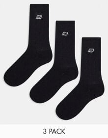 New Balance – 3er-Pack Crew-Socken in Schwarz mit Logostickerei