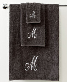 Avanti monogram Initial Script Granite & Silver Hand Towel, 16
