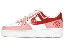 【定制球鞋】 Nike Air Force 1 Low 合成革 红钻玫瑰 甜辣 解构鞋带 低帮 板鞋 女款 白红粉 / Кроссовки Nike Air Force DD8959-100