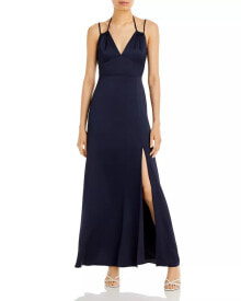 Aqua Fit and Flare Gown in Dark Navy Size 8