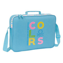 School Satchel Benetton Spring Sky blue 38 x 28 x 6 cm