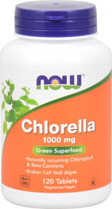 Водоросли NOW Chlorella Хлорелла - хлорофилл и бета-каротин природного происхождения 1000 мг 120 таблеток