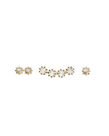 Ювелирные серьги Asymmetric gold-plated silver earrings with glittering zircons OCEAN Gold BU01-051-U