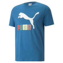 Мужские спортивные футболки Мужская спортивная футболка голубая с логотипом Puma Classics Logo Interest