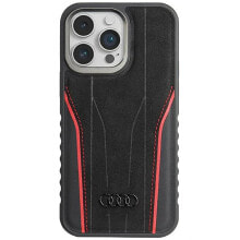 AUDI Genuine Leather iPhone 14 Pro Max 6.7 Czarno Autpupcmip14Pmr8D3Rd phone case