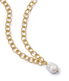 Купить женские аксессуары Daisy London: Daisy London chunky chain pearl pendant necklace in 18ct gold plated brass