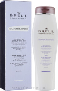 Anti-Gelbstich Shampoo für blondes und gesträhntes Haar mit Bachblüten und Traubenextrakt - Brelil Silver Blonde Sublimeches Shampoo