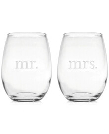 Culver mr. & Mrs. Stemless Wine Glasses, Set of 2