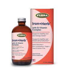 Железо flora Iron + Herb with B-Vitamin Complex  -Бисглицинат железа с комплексом витаминов группы В в жидком виде --228 мл