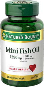 Рыбий жир и Омега 3, 6, 9 nature's Bounty Mini Fish Oil Odorless Premium Strength  Рыбий жир без запаха содержит ЭПК и ДГК  1290 мг 90 мини гелевых капсул