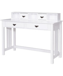 Costway writing Desk Mission White Home Office Computer Desk 4 Drawer