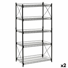 Shelves Confortime Metal Black 52 x 34 x 110 cm (2 Units)