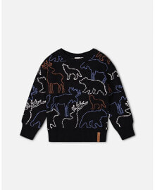 Toddler Boys Sweater With Intarsia Animal Forest Black - Toddler