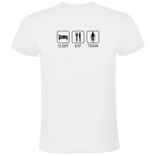 Мужские спортивные футболки мужская спортивная футболка белая с принтом KRUSKIS Sleep Eat And Train Short Sleeve T-Shirt