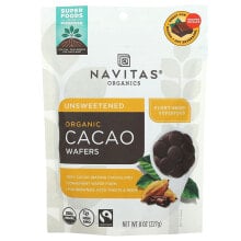 Navitas Organics, Вафли с органическим маслом какао, несладкие, 227 г (8 унций)