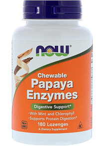 Пищеварительные ферменты nOW Foods Papaya Enzymes Chewable Mint Жевательные пастилки с ферментами папайи 180 пастилок