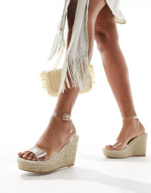 Купить женская обувь South Beach: South Beach espadrille wedge sandals in clear