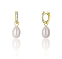 Ювелирные серьги gold plated earrings á la Duchess Kate with real pearl and zircons 3in1 JL0686