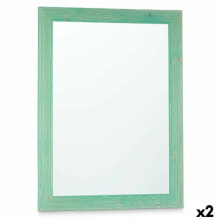 Wall mirror 60 x 80 cm Turquoise MDF Wood (2 Units)