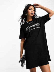 Купить черные женские мини-платья AllSaints: Женское мини-платье AllSaints Rista Kurzes T-Shirt-Kleid in Schwarz