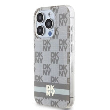 DKNY Dkhmp14Lhcptse iPhone 14 Pro 6.1 Bezowy Iml Checke Mono Pattern&Printed Stripes phone case