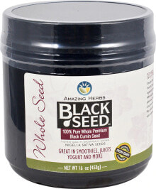 Рыбий жир и Омега 3, 6, 9 Amazing Herbs Whole Black Seed  Чистое цельное семя черного тмина, источник пищевых волокон, белков и незаменимых жирных кислот для оптимального здоровья 453 г