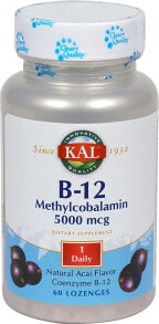 Витамины группы В KAL B-12 Methylcobalamin Natural Acai -- Витамин  B-12 Метилкобаламин Натуральный Асаи - 5000 мкг - 60 Таблеток