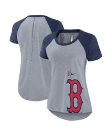 Nike women's Heather Gray Boston Red Sox Summer Breeze Raglan Fashion T-shirt