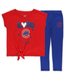 Outerstuff little Girls Royal, Red Chicago Cubs Forever Love Tri-Blend T-shirt and Leggings Set