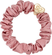 Купить резинки, ободки, повязки для волос By Eloise: Gold Heart Silk Scrunchie Champagne Pink