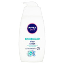 Средства для купания малышей nivea Baby Pure & Sensitive Wash Lotion Детский лосьон для мытья волос, тела и лица для чувствителньой кожи 500 мл