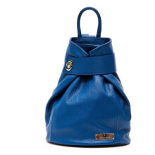 С ручками Женская сумка-мешок кожаная синяя Trussardi