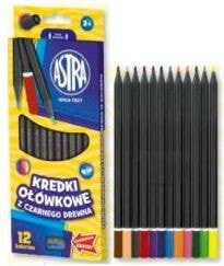 Цветные карандаши для рисования для детей Astra Kredki oĹ‚Ăłwkowe 12 kolorĂłw z czarnego drewna