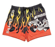 Купить мужские спортивные шорты Ed Hardy: Ed Hardy Fire LKS Skull Men's Mesh Short - EHM8004-D