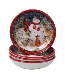 Certified International magic of Christmas Snowman 4 Piece Soup Bowl