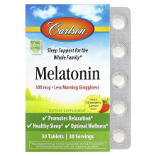 Melatonin, Natural Strawberry Lemon, 300 mcg, 30 Tablets