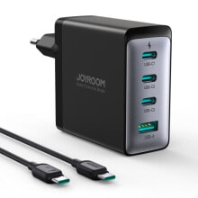 Купить зарядные устройства для смартфонов joyroom: Зарядное устройство Joyroom GaN с кабелем USB-C 3x USB-C USB-A 100W черное
