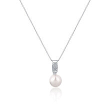 Ювелирные колье elegant necklace with real pearl and zircons JL0748 (chain, pendant)