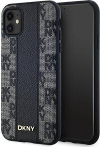 DKNY DKNY Leather Checkered Mono Pattern MagSafe - Etui iPhone 11 (czarny)