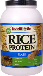 Растительный протеин NutriBiotic Rice Protein Powder Raw Vegan Plain Рисовый протеиновый порошок  без ароматизатора 1,36 кг