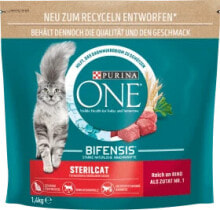 Купить сухие корма для кошек PURINA ONE: Trockenfutter Katze mit Rind & Weizen, Sterilcat, Adult, 1,4 kg