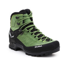 Мужские кроссовки спортивные треккинговые зеленые кожаные замшевые высокие демисезонные Salewa MS MTN Trainer MID GTX M 63458-5949 trekking shoes