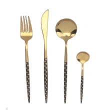 Cutlery DKD Home Decor Black Golden Stainless steel (1,8 x 0,3 x 23 cm) (2 x 0,3 x 21 cm)