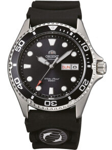 Мужские наручные часы с ремешком мужские часы с черным силиконовым ремешком  	Orient FAA02007B9 Ray II Automatik 42mm 20ATM