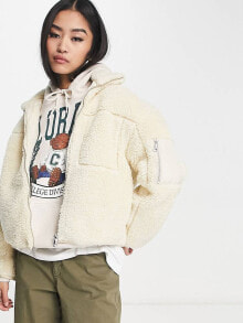 Купить женские ветровки New Look: New Look borg zip through jacket in cream